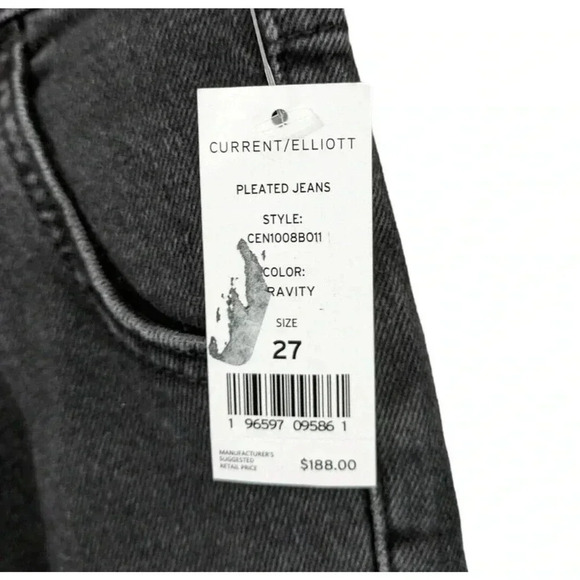 CE by Current/Elliott Gravity Gray Washed Black Pleated Skinny Jeans New Sz 27 - Picture 5 of 8